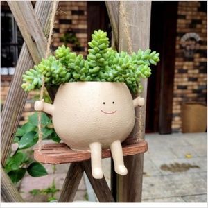 Sitting Cute Plant Pot, Facepot Sitting Planter, Face Pot Planter for Succulents